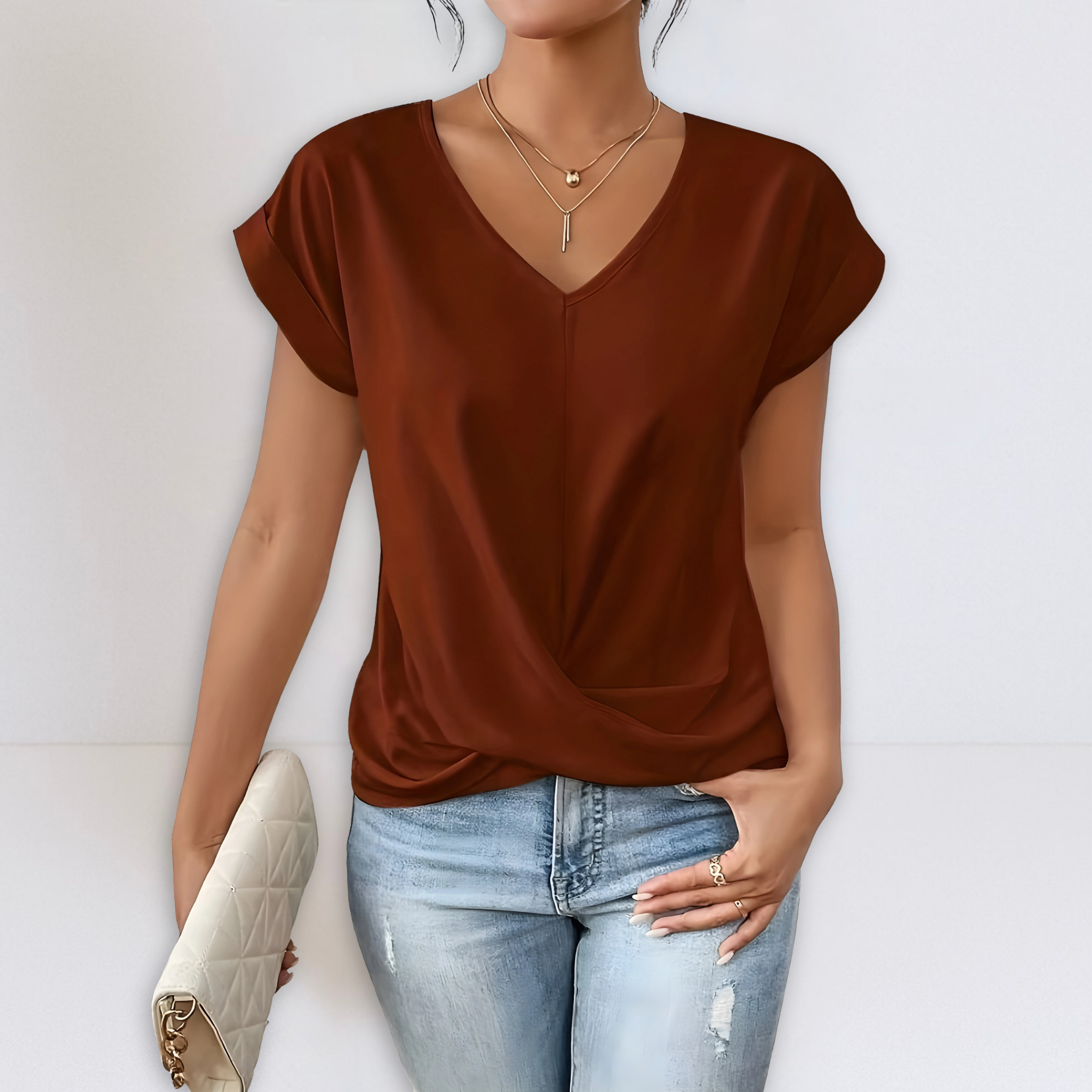 Brooke | Twist Front V-Neck Top