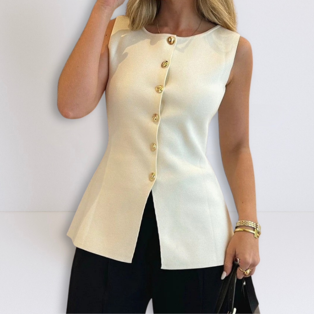Alana | Sleeveless Button Peplum Top