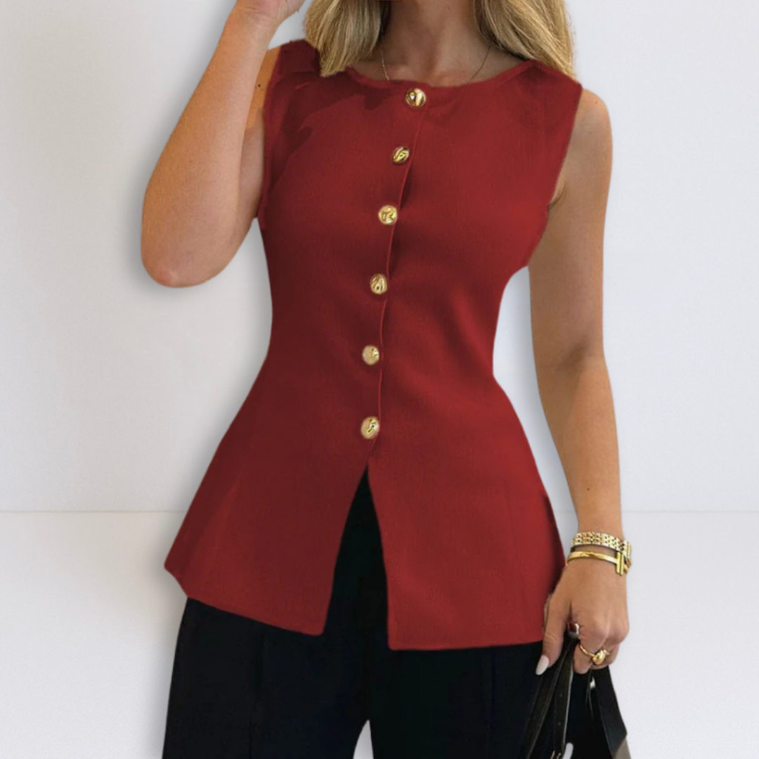Alana | Sleeveless Button Peplum Top
