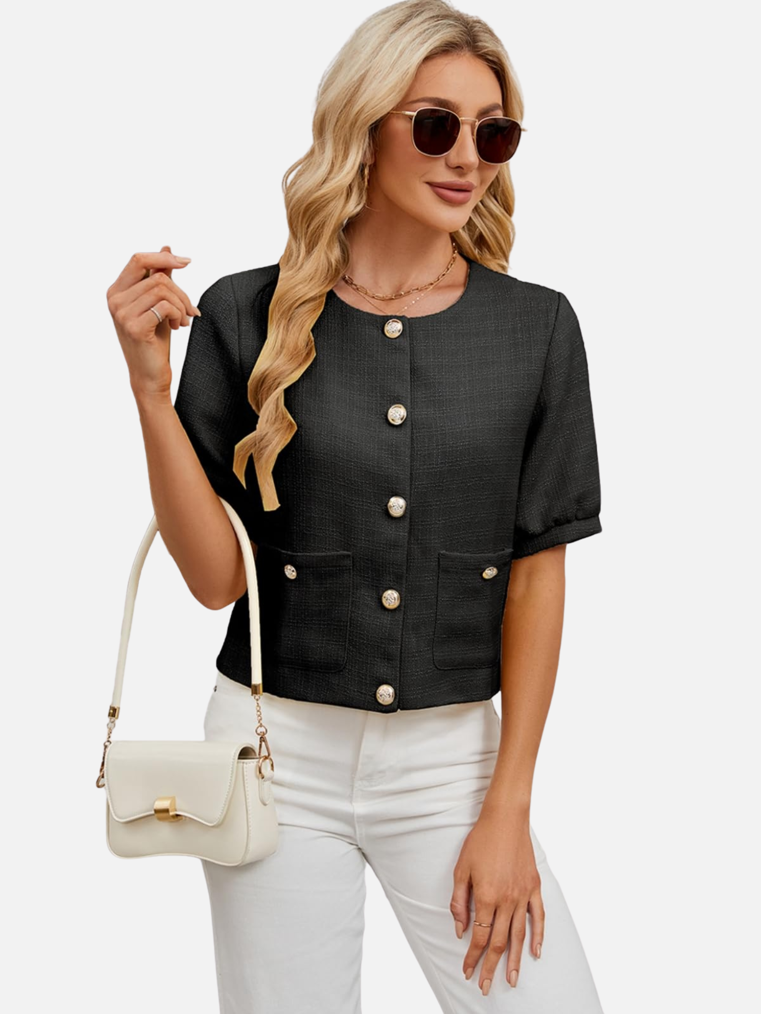 Holly | Cropped Tweed Blazer Jacket