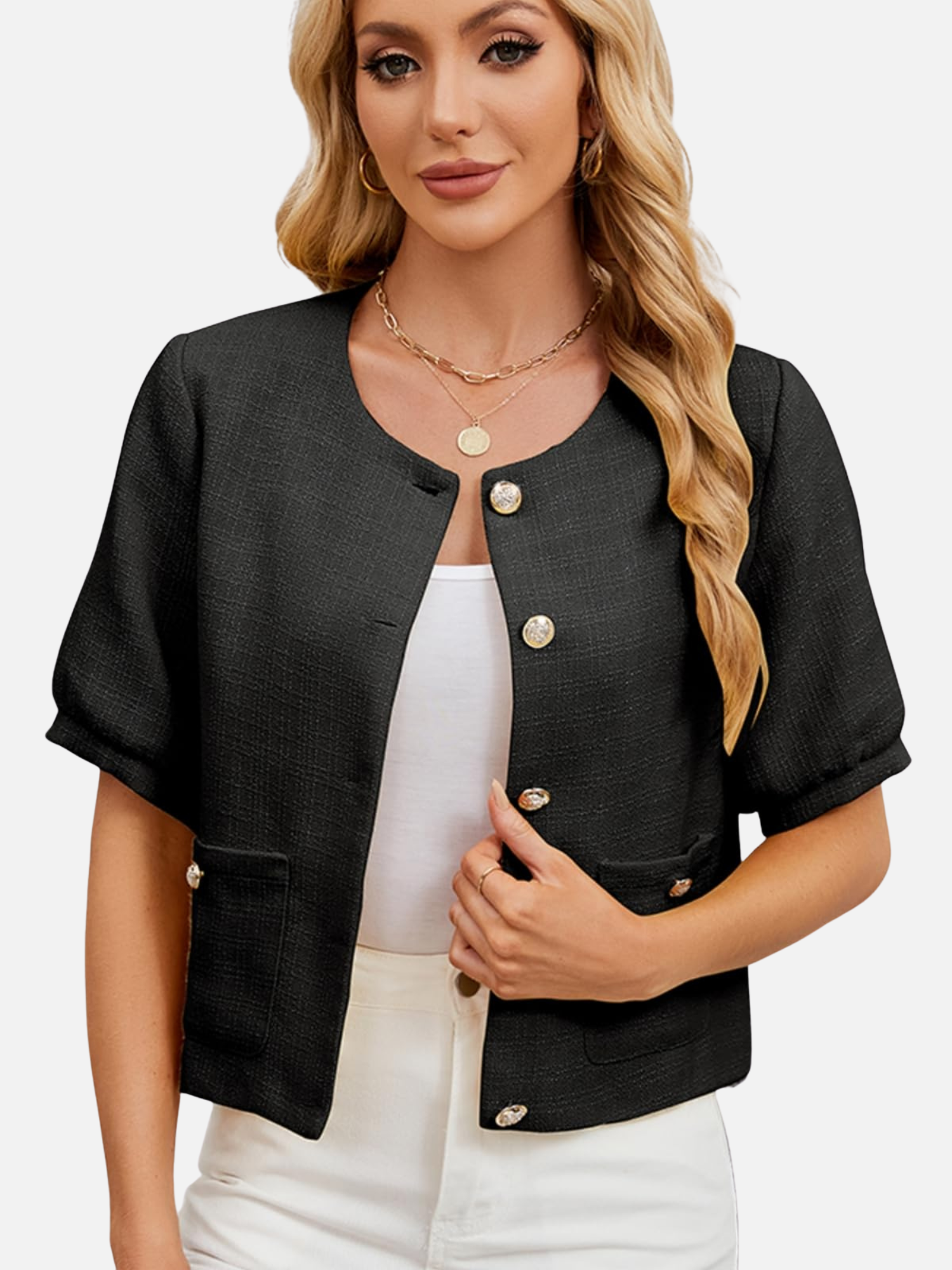 Holly | Cropped Tweed Blazer Jacket