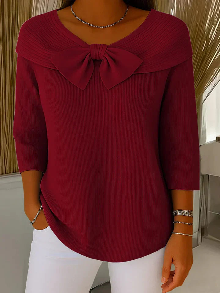 Rebecca | Women's Sweater with Bow and Round Neckline