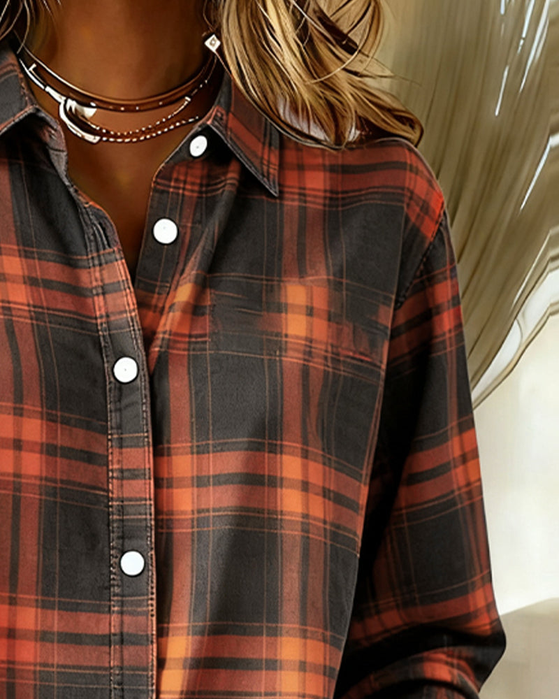 Melody | Shirt with Check Pattern and Notched Collar