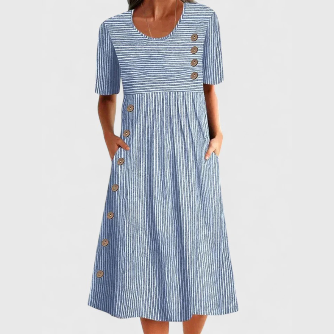 Caroline | Striped Midi Dress