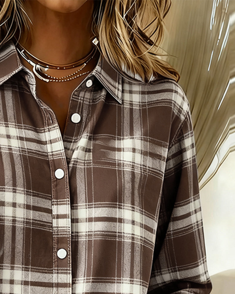 Melody | Shirt with Check Pattern and Notched Collar