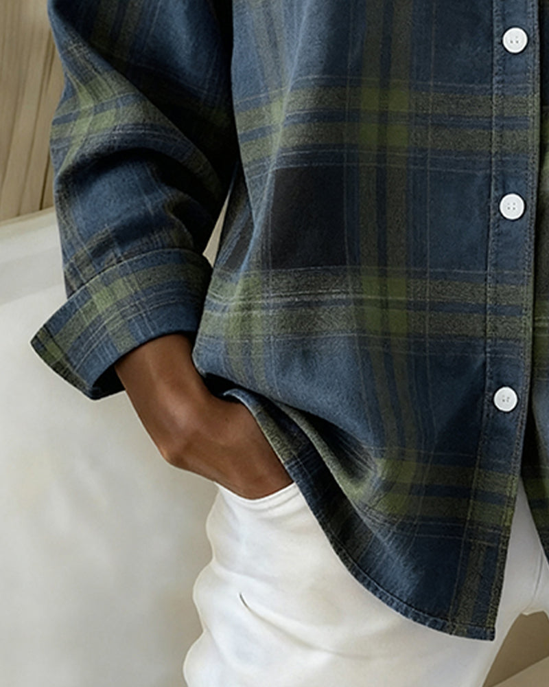 Melody | Shirt with Check Pattern and Notched Collar