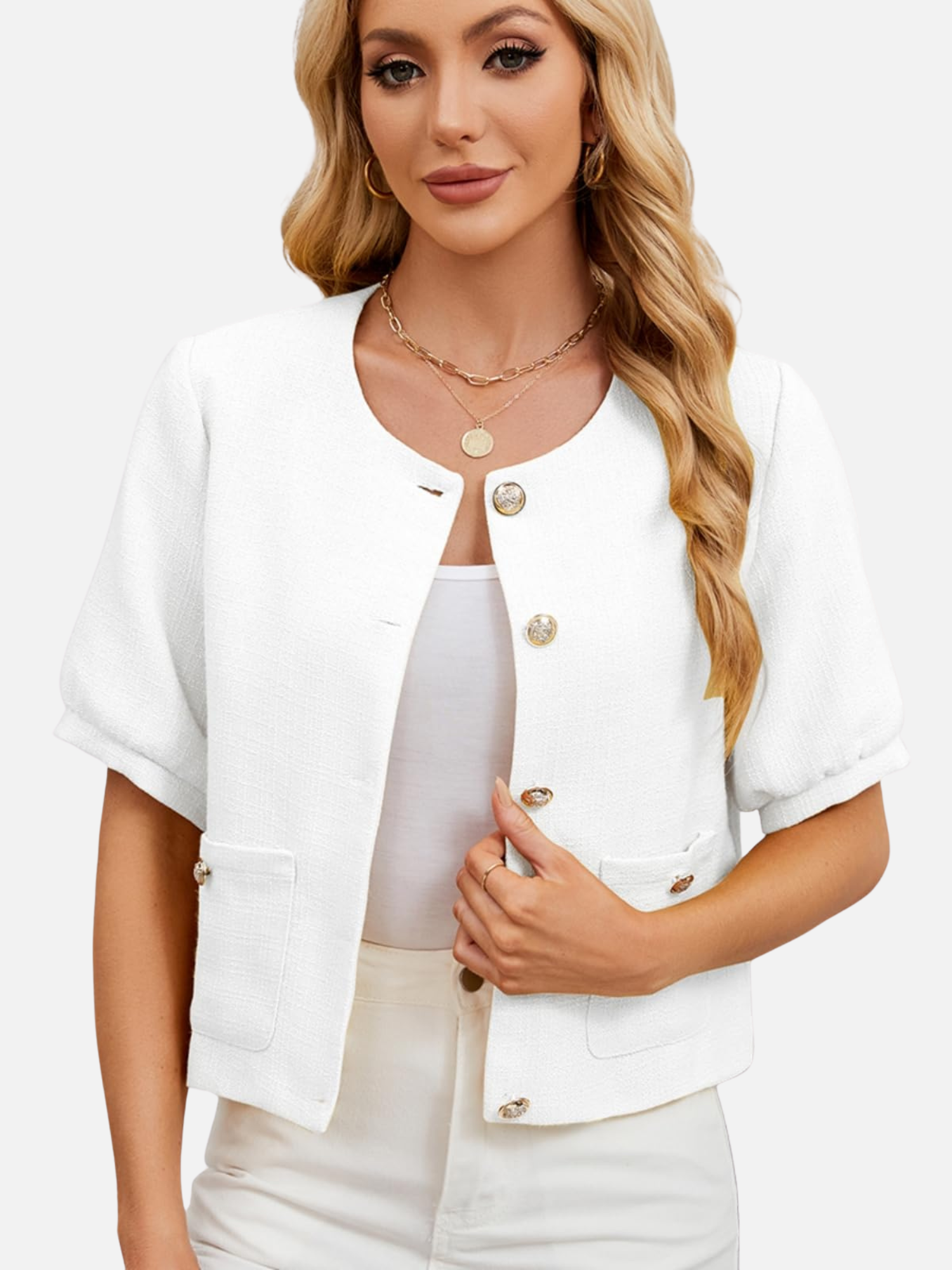 Holly | Cropped Tweed Blazer Jacket