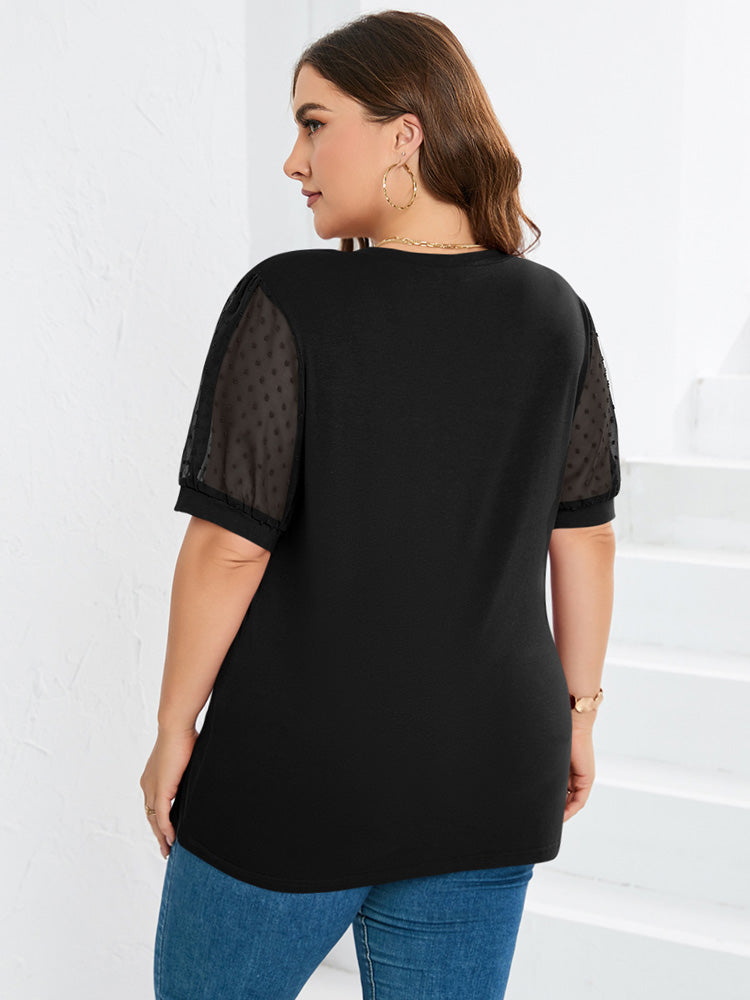 Alexandra | Sheer Sleeve V-Neck Top