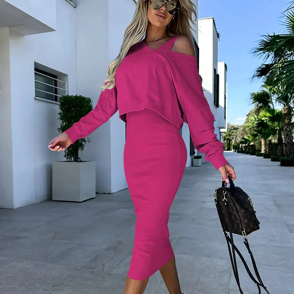 Sarah | Two-piece Set with Top and Midi Skirt