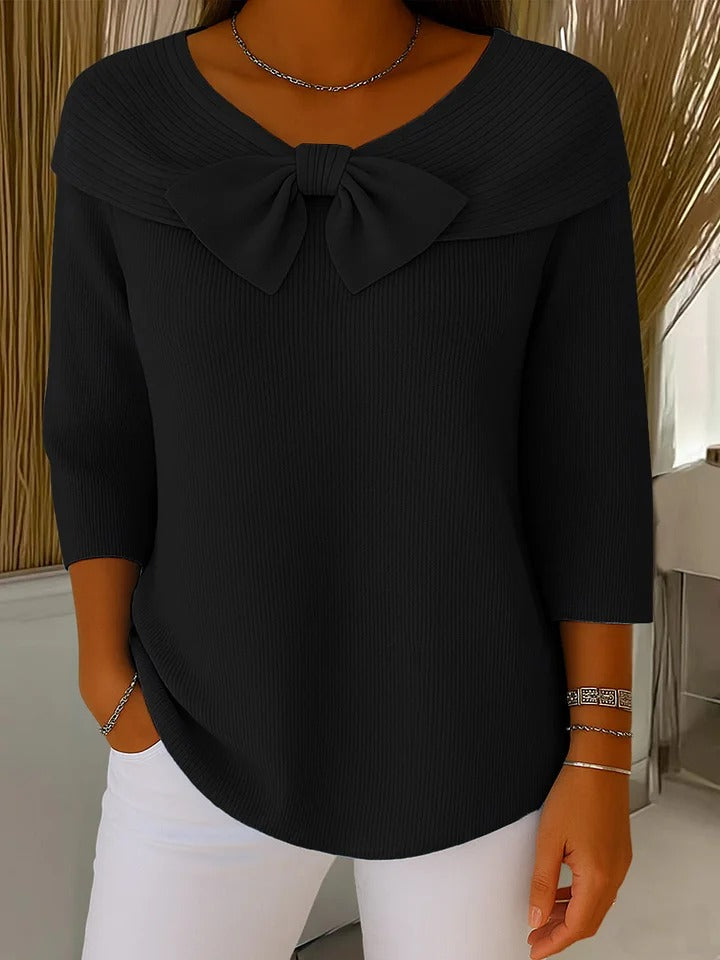 Rebecca | Women's Sweater with Bow and Round Neckline