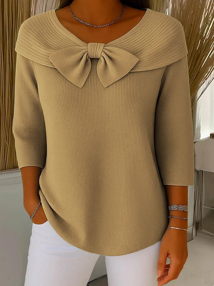 Rebecca | Women's Sweater with Bow and Round Neckline