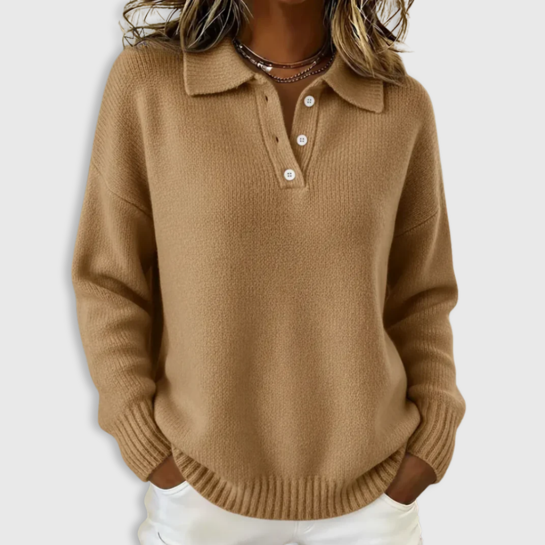 Ashley | Soft Knit Polo Sweater