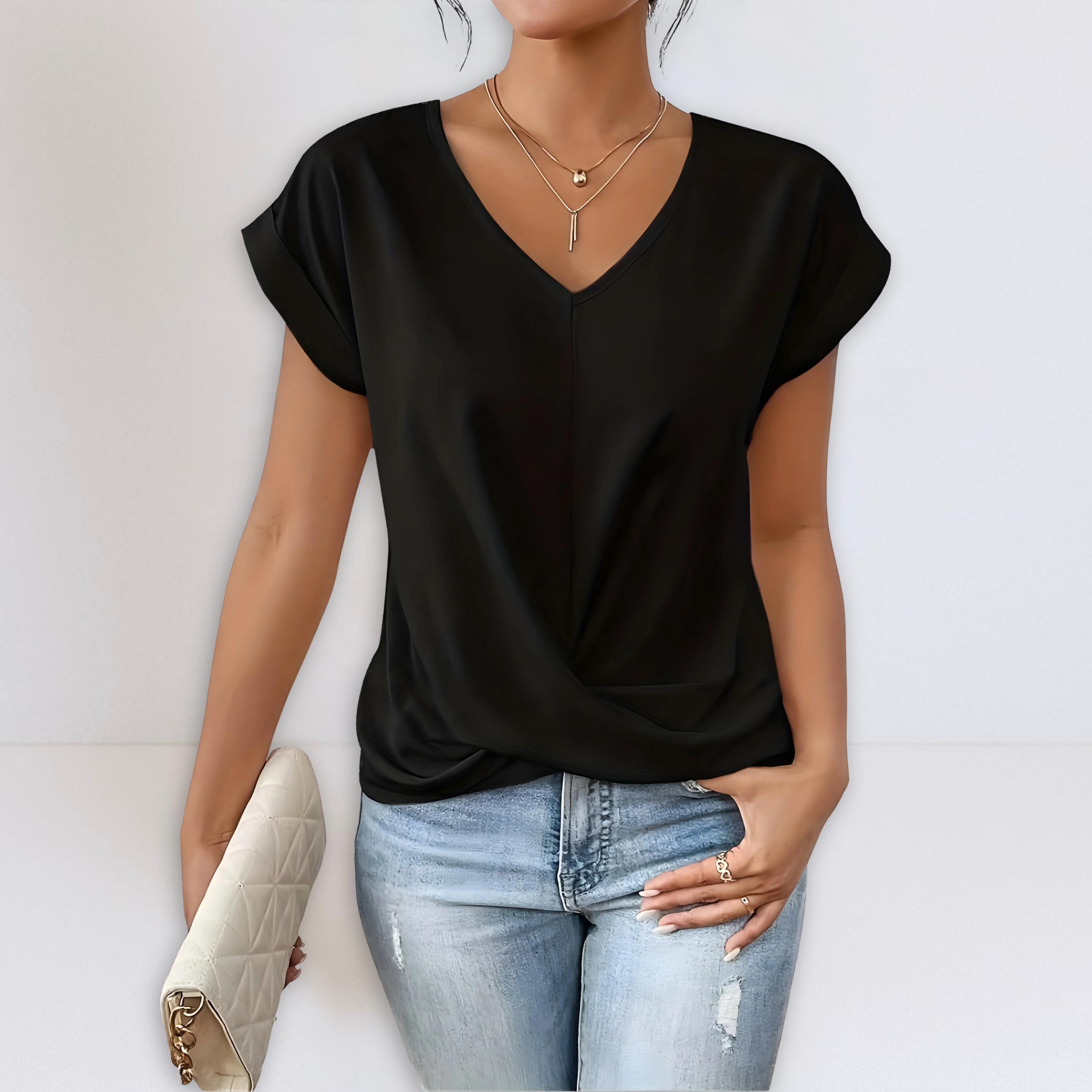 Brooke | Twist Front V-Neck Top