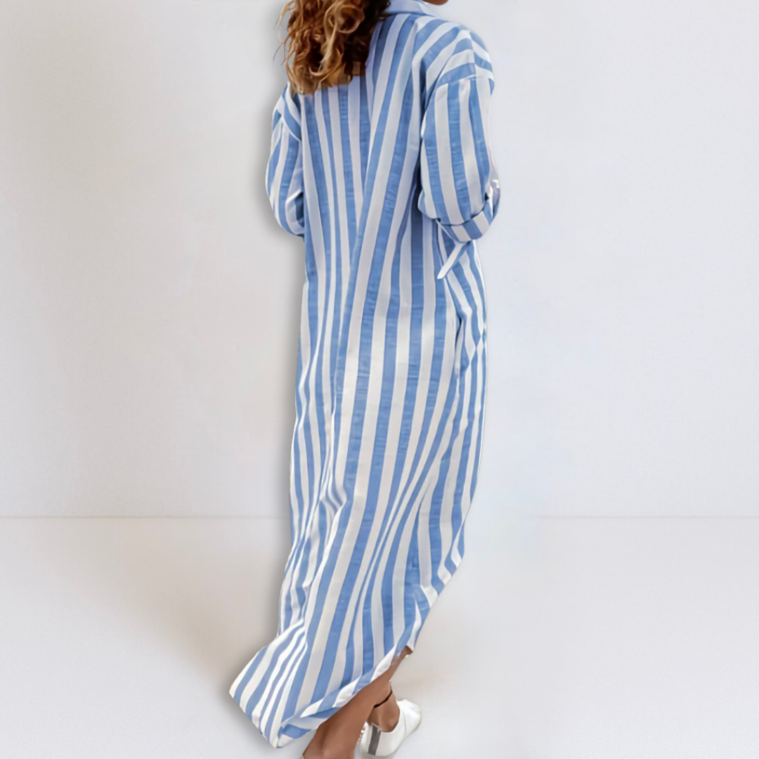 Natalie | Elegant Striped Dress with V-Neckline