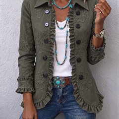 Gwen Ruffled Jacket - Retro Green