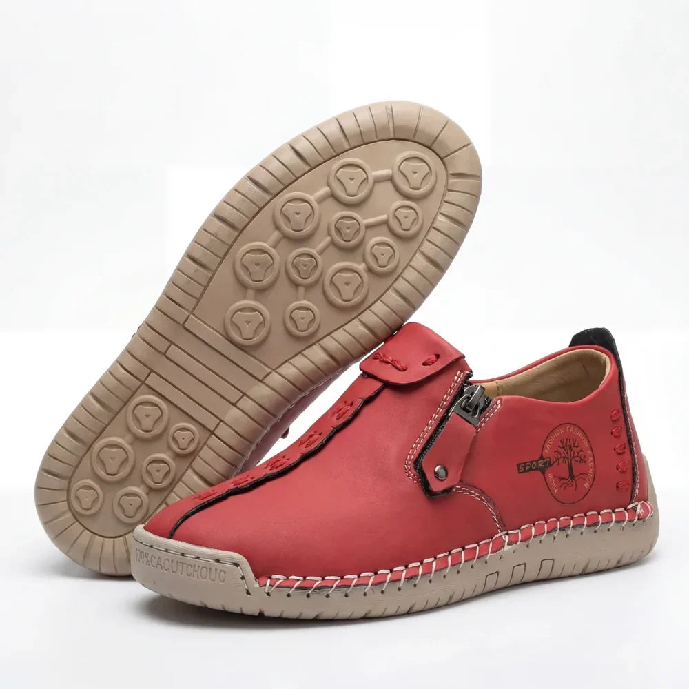 Anna™ – Hand-Stitched Slip-On Comfort Loafers | No-Bend Zipper, Wide Toe Box & All-Day Comfort