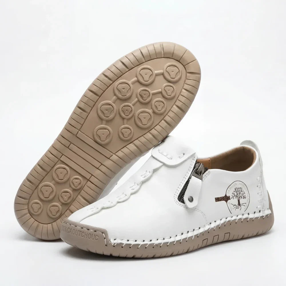 Anna™ – Hand-Stitched Slip-On Comfort Loafers | No-Bend Zipper, Wide Toe Box & All-Day Comfort