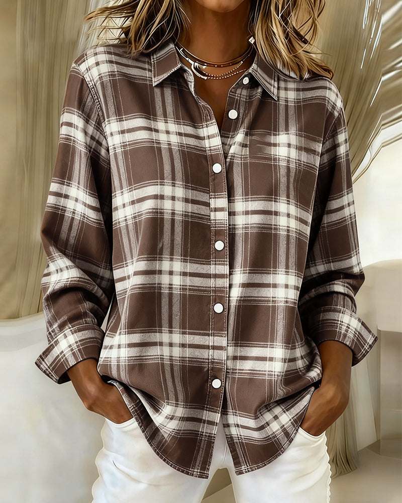 Melody | Shirt with Check Pattern and Notched Collar