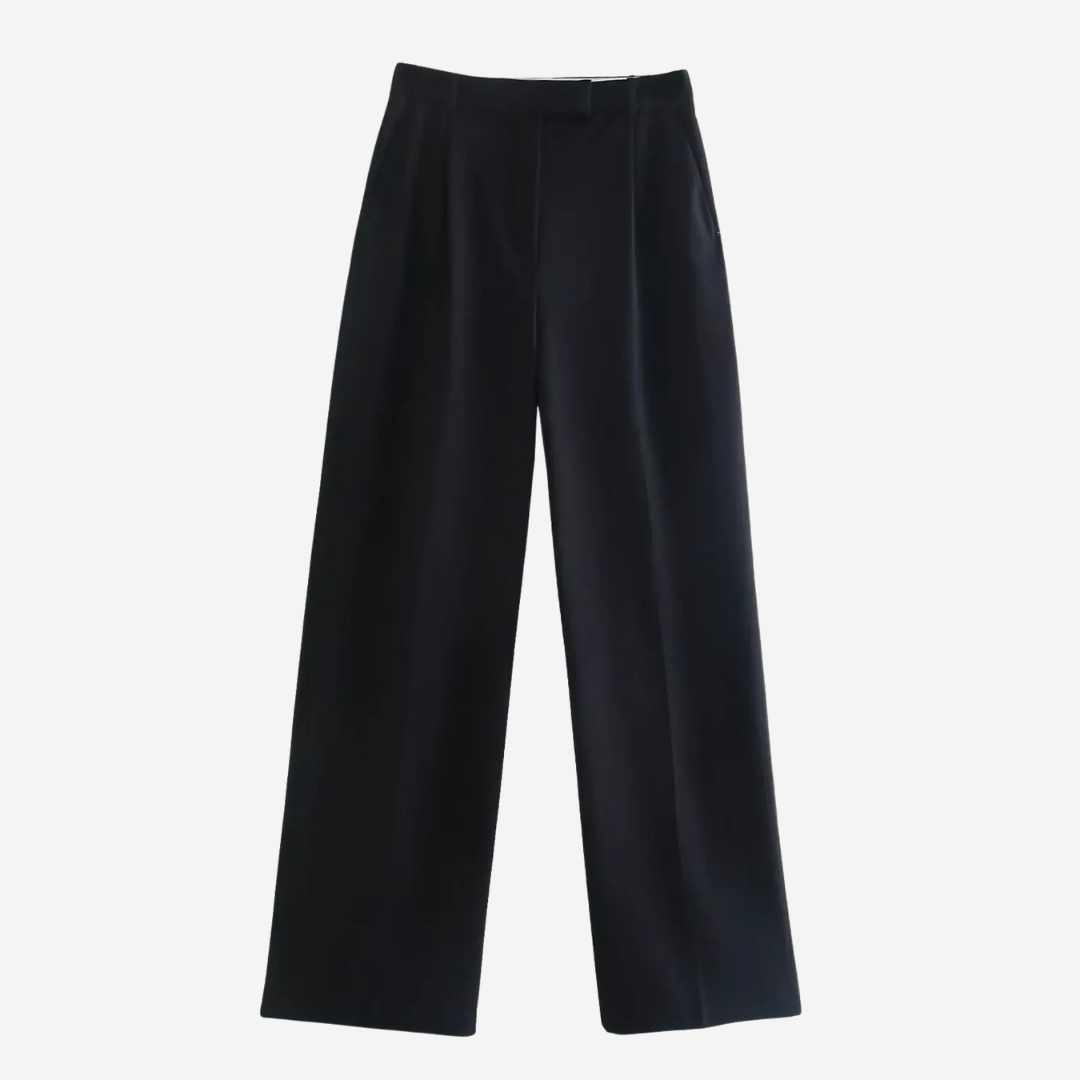 Yvonne Pressed-Crease Trousers - Black