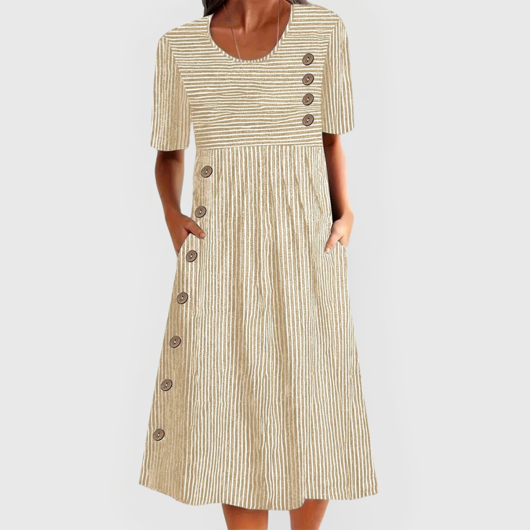 Caroline | Striped Midi Dress