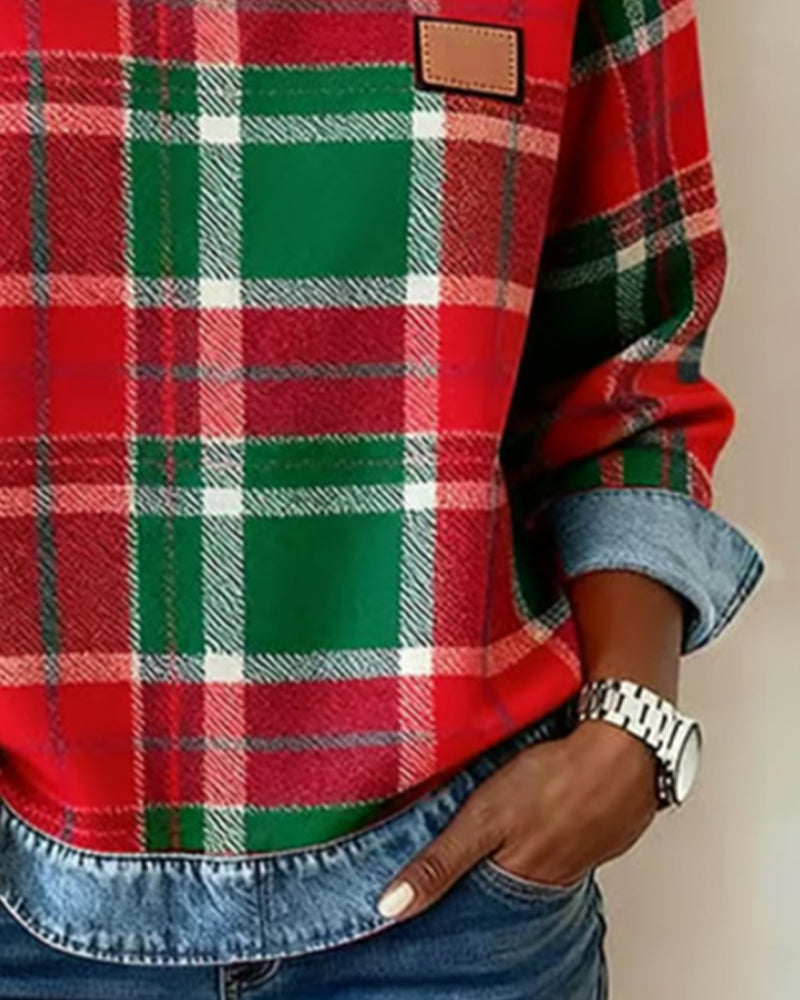 Danielle | Sweatshirt with Checkered Patchwork