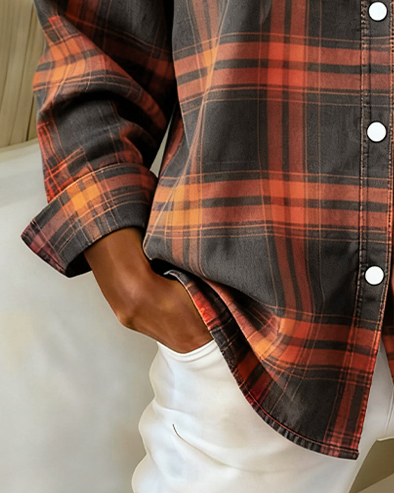 Melody | Shirt with Check Pattern and Notched Collar