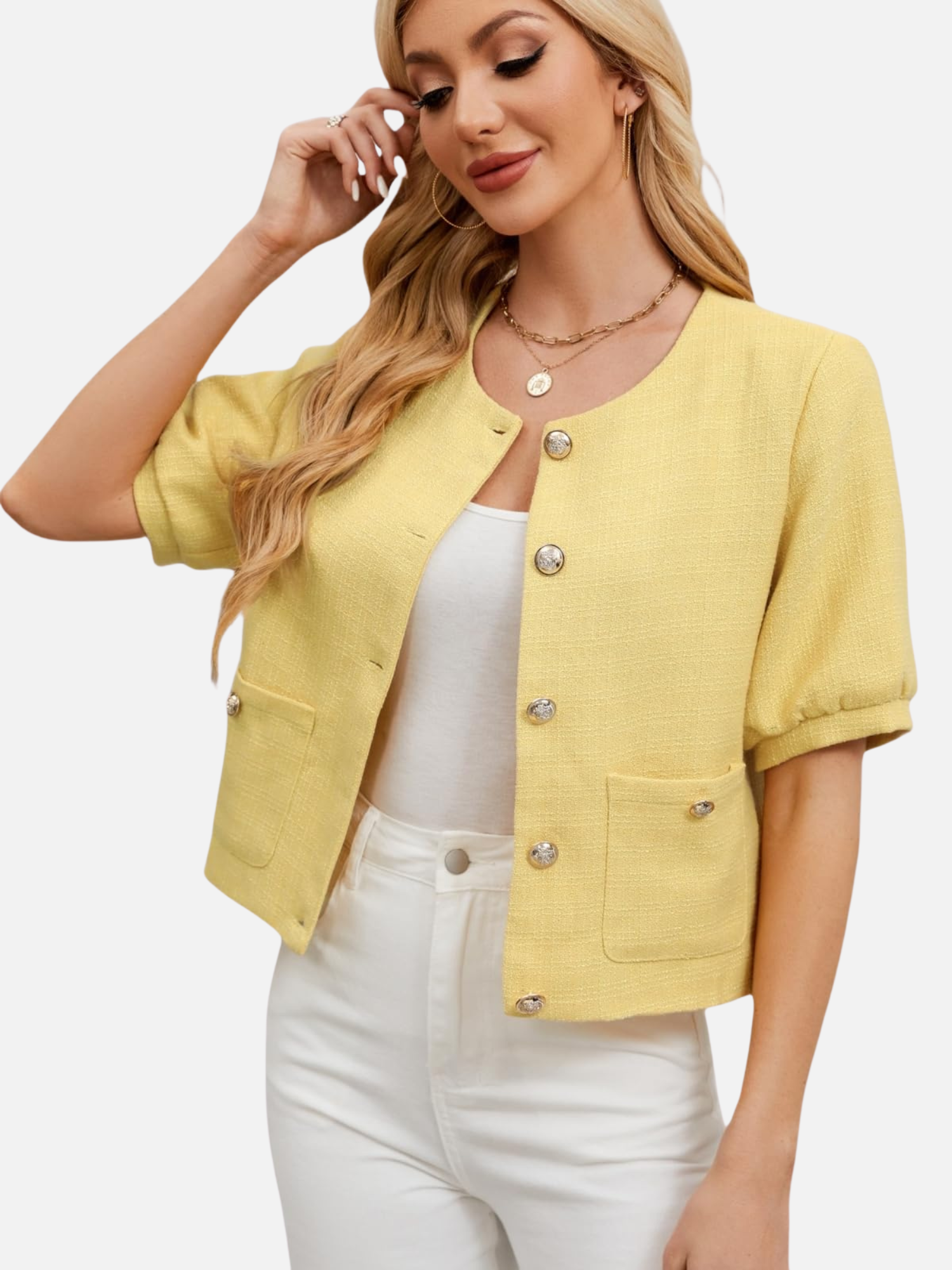 Holly | Cropped Tweed Blazer Jacket