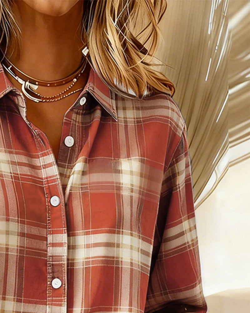 Melody | Shirt with Check Pattern and Notched Collar