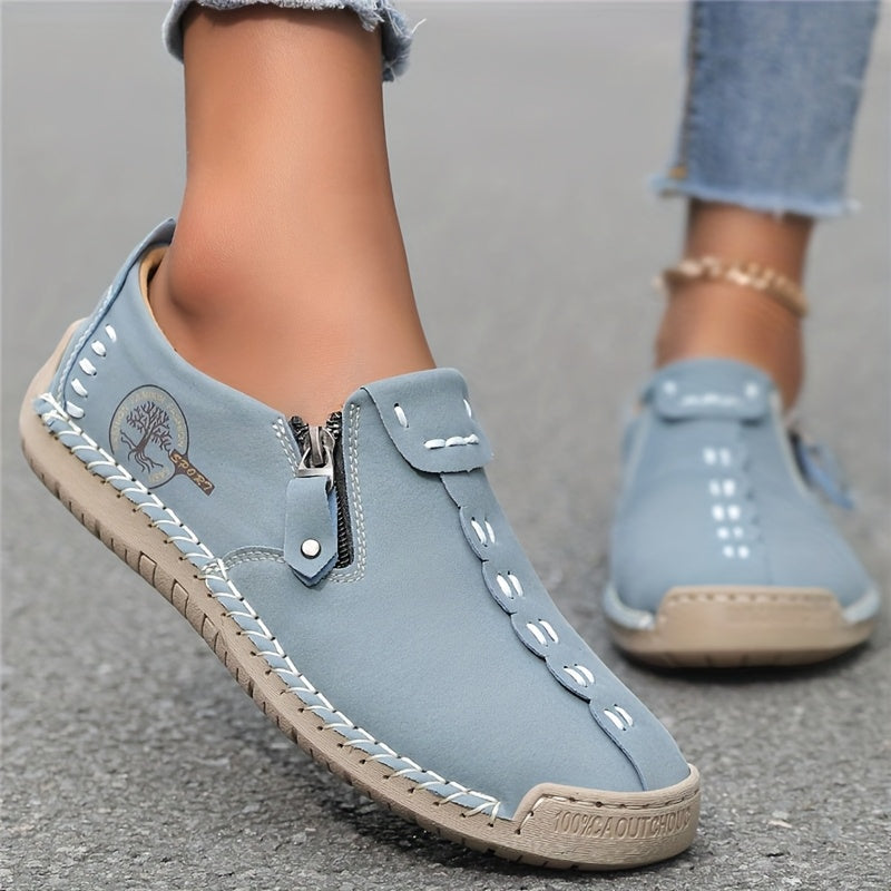 Anna™ – Hand-Stitched Slip-On Comfort Loafers | No-Bend Zipper, Wide Toe Box & All-Day Comfort