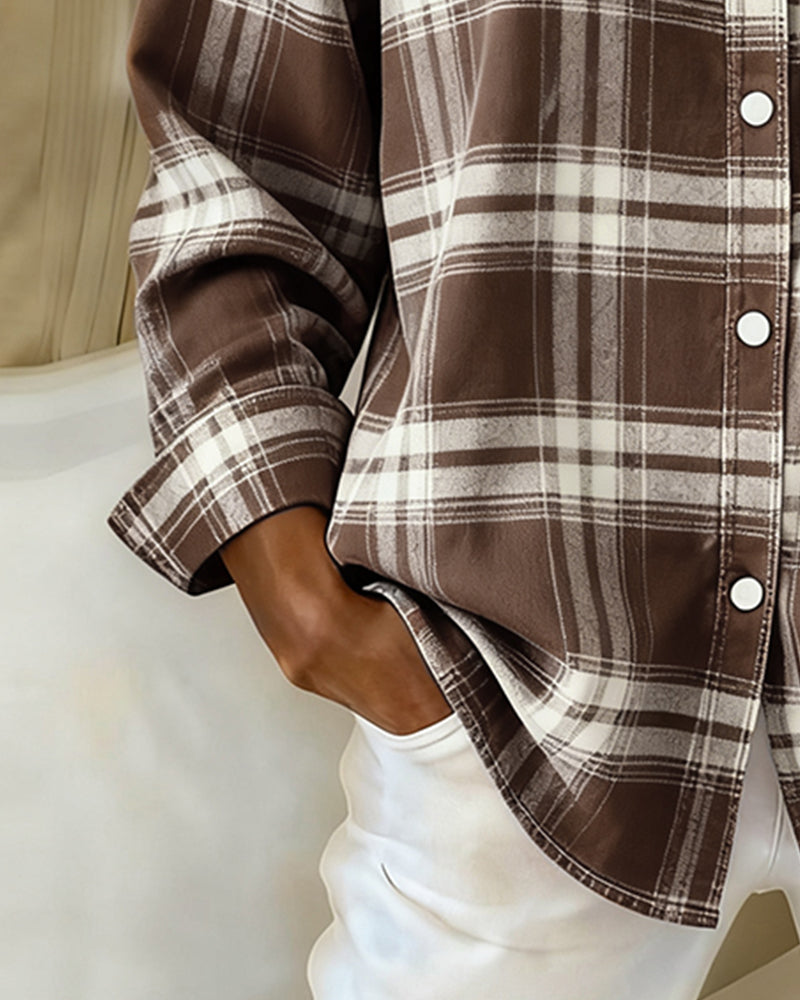 Melody | Shirt with Check Pattern and Notched Collar