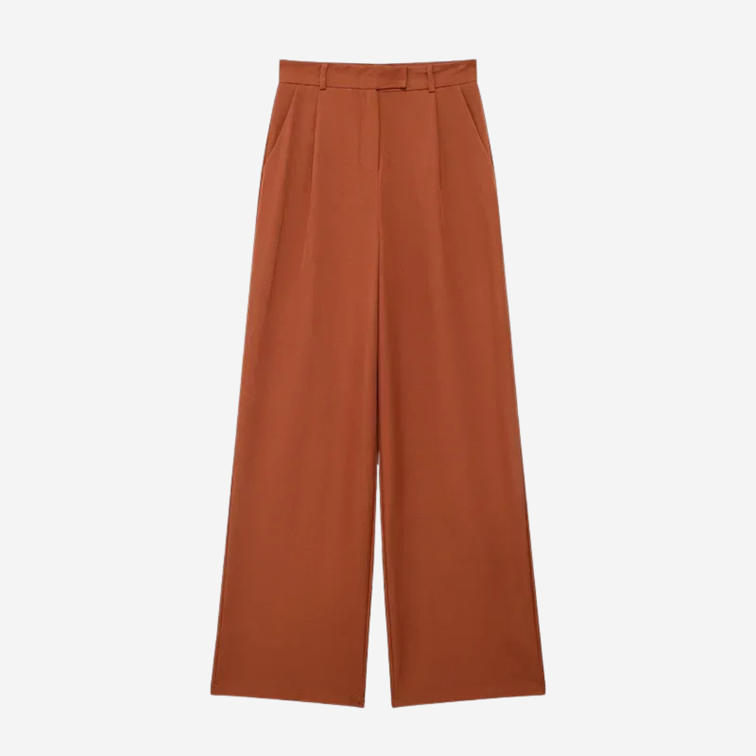 Yvonne Pressed-Crease Trousers - Brown