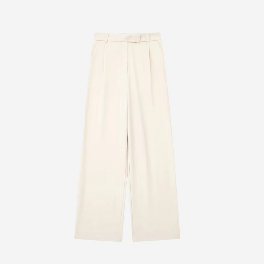 Yvonne Pressed-Crease Trousers - Beige
