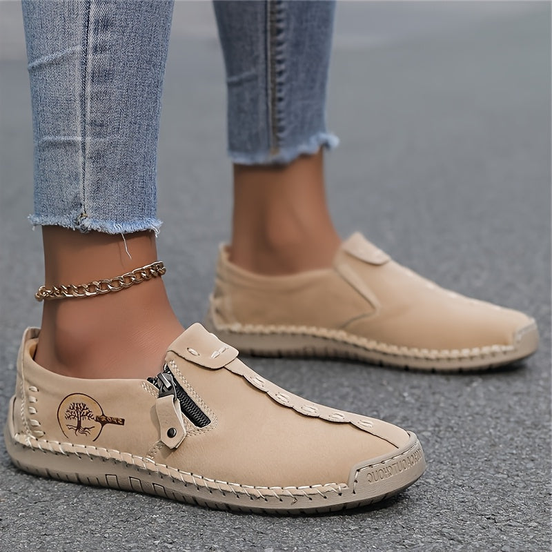 Anna™ – Hand-Stitched Slip-On Comfort Loafers | No-Bend Zipper, Wide Toe Box & All-Day Comfort
