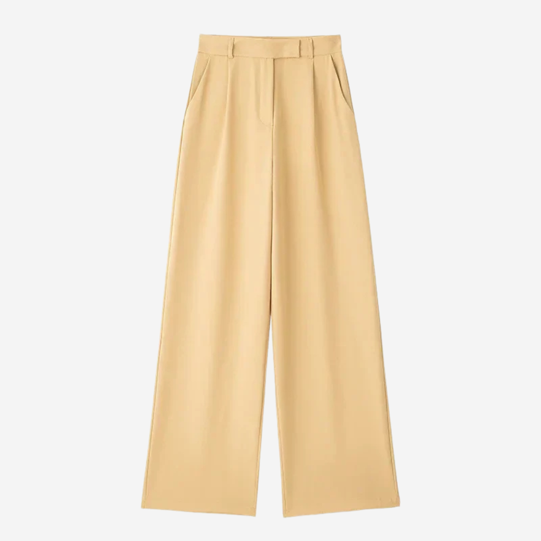 Yvonne Pressed-Crease Trousers - Cream