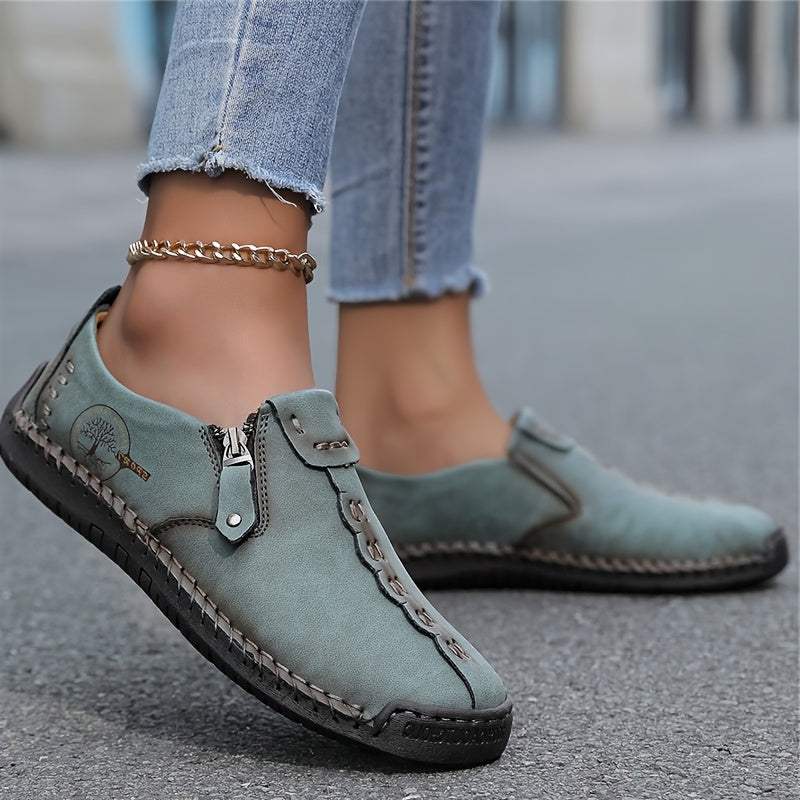 Anna™ – Hand-Stitched Slip-On Comfort Loafers | No-Bend Zipper, Wide Toe Box & All-Day Comfort
