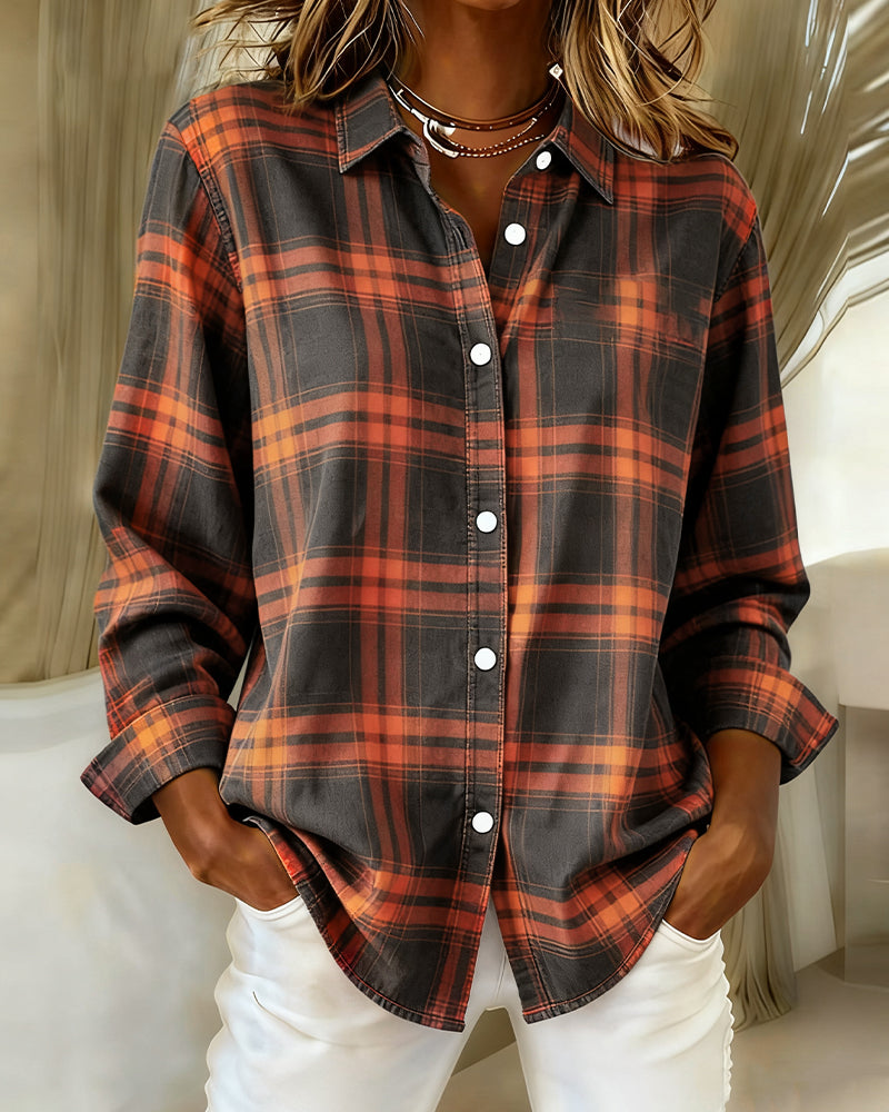 Melody | Shirt with Check Pattern and Notched Collar