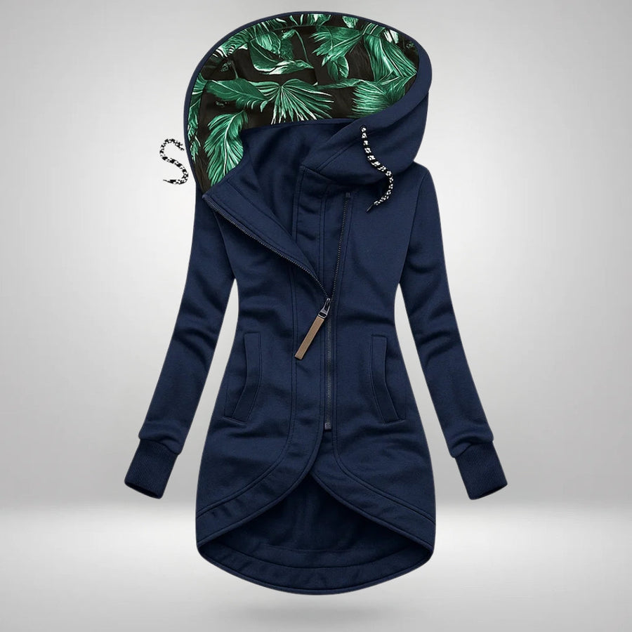 Wanda Long Hooded Quilted Winter Coat - Blue