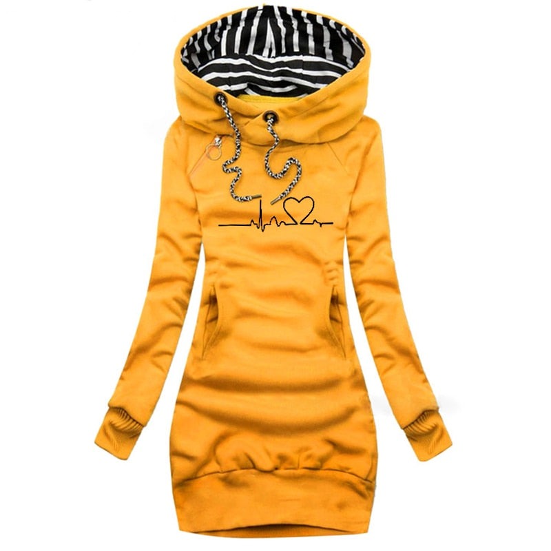 Florence Long Hoodie Dress - Yellow