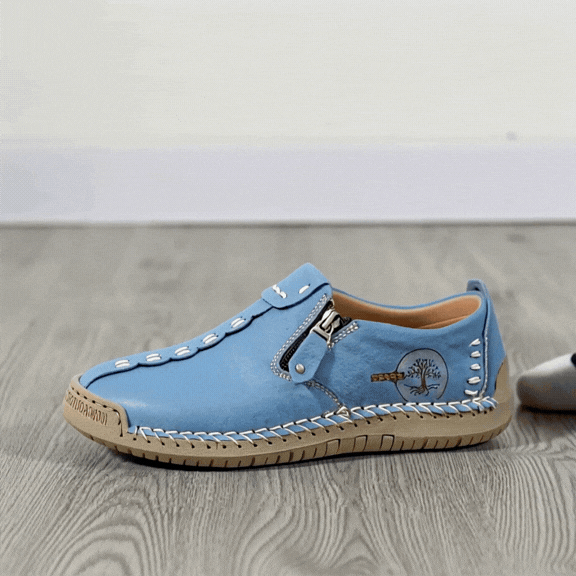 Anna™ – Hand-Stitched Slip-On Comfort Loafers | No-Bend Zipper, Wide Toe Box & All-Day Comfort