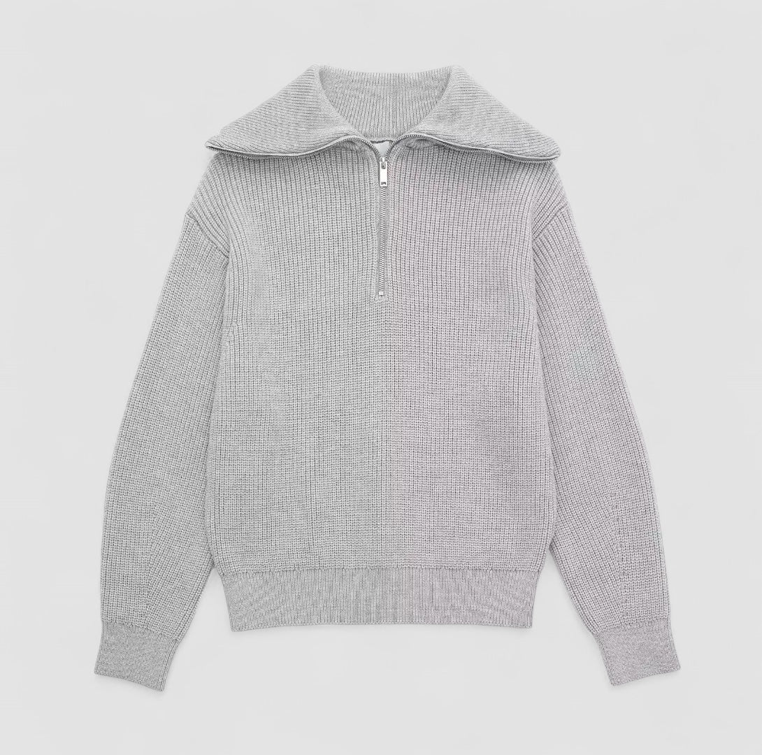 Andrea Ribbed High-Neck Sweater