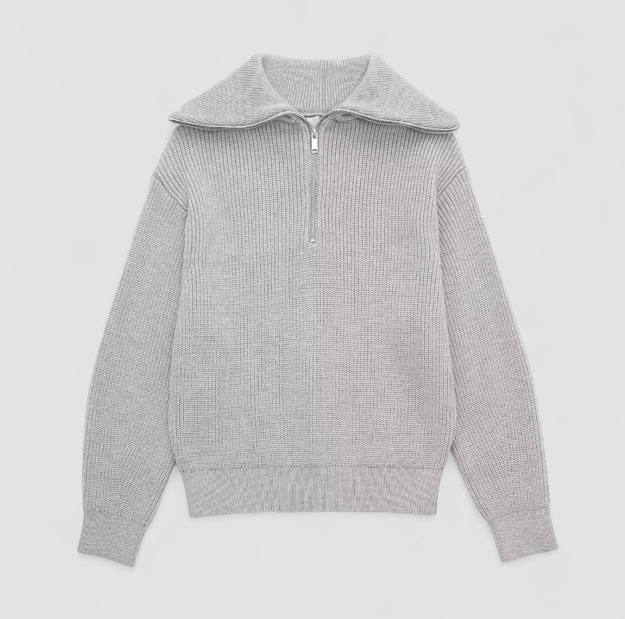 Andrea Ribbed High-Neck Sweater