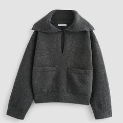 Ingrid Knitted Jacquard Sweater with Collar