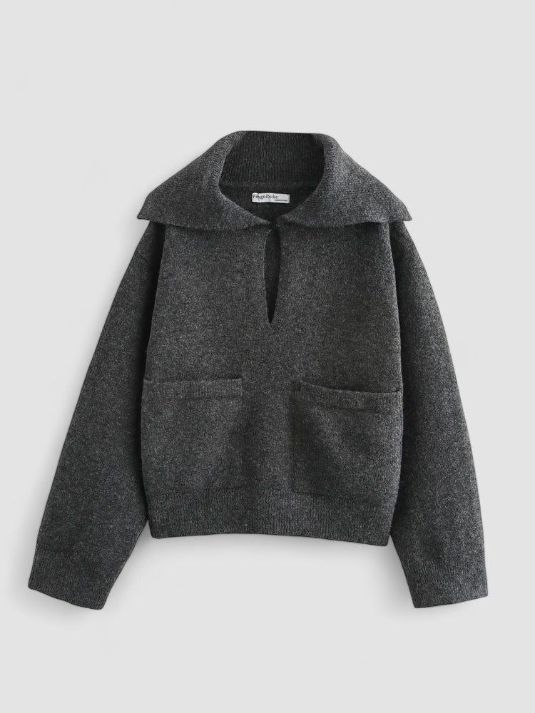 Ingrid Knitted Jacquard Sweater with Collar