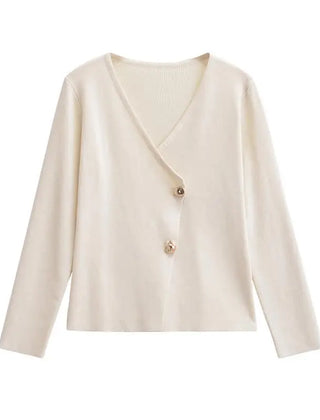 Kristen Elegant V-Neck Cardigan - Beige