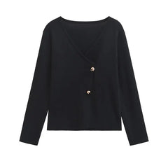 Kristen Elegant V-Neck Cardigan - Black