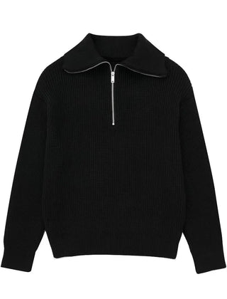 Andrea Ribbed High-Neck Sweater - Black
