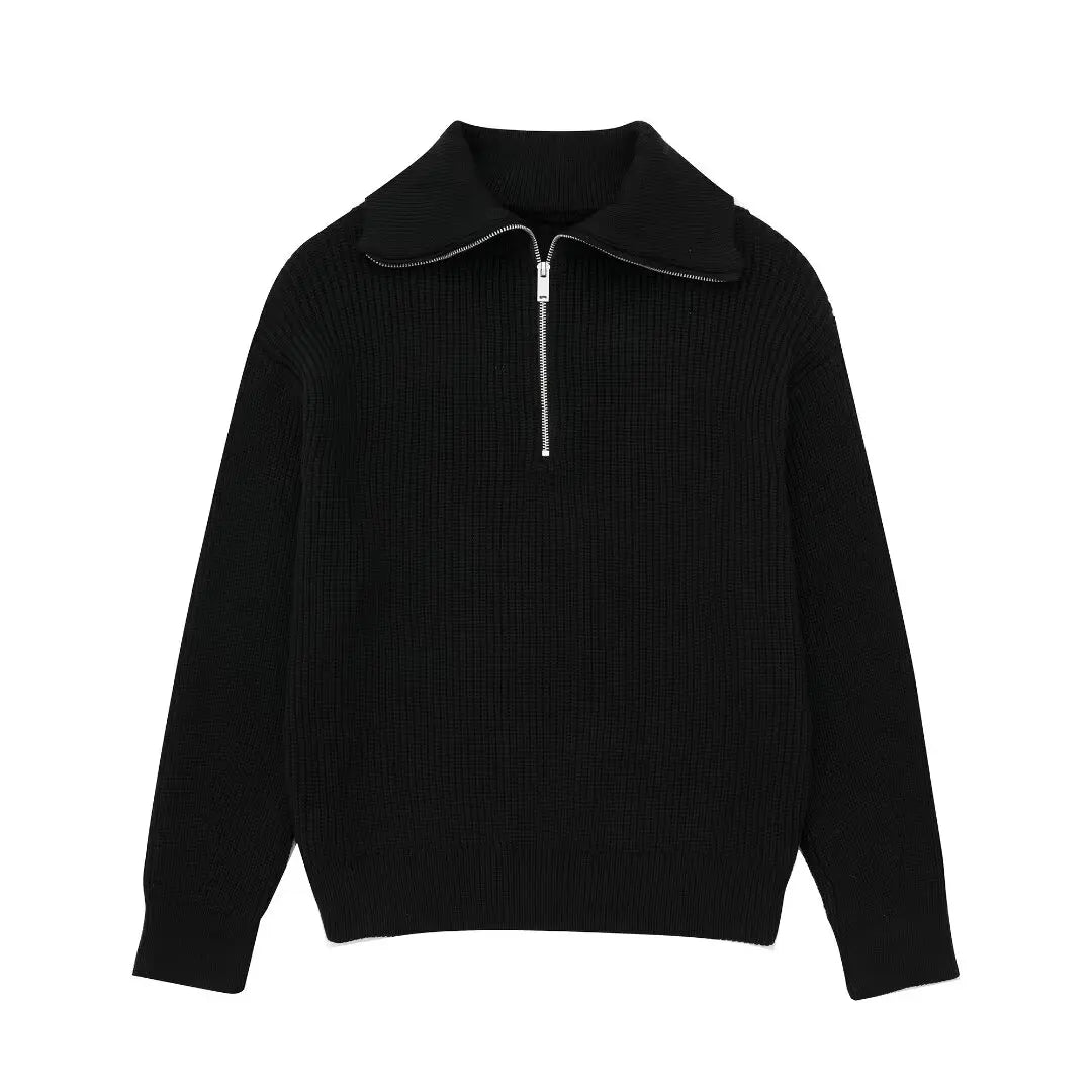 Andrea Ribbed High-Neck Sweater - Black