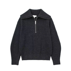 Andrea Ribbed High-Neck Sweater - Dark Grey
