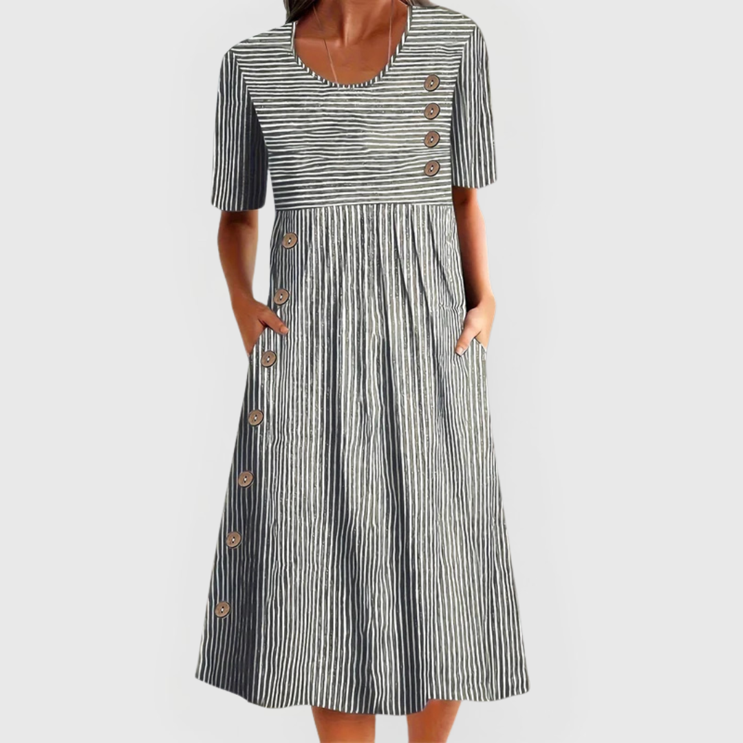 Caroline | Striped Midi Dress