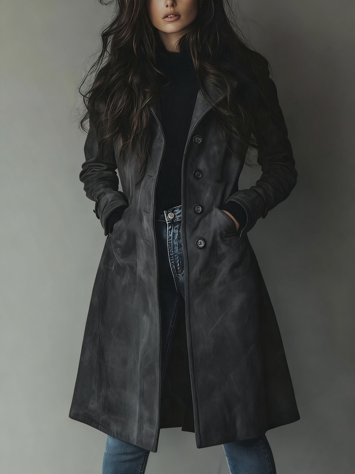 Ainsley Trench Coat - Dark Gray